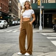 thumbnail image 7 of Zynoxe Womens Corduroy Pants Fall Warm Comfortable Elastic Waist Wide Leg Pants Casual Straight Relaxed Plus Size Sweatpants with Pockets Brown XL, 7 of 7