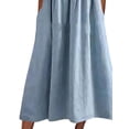 thumbnail image 4 of FASHIONWT Casual Lace Trim Short Sleeve Midi Linen Women Dress, 4 of 4