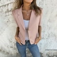 thumbnail image 2 of Yigetop Blazer for Women, Summer Short Sleeved Women's Shirt Lapel Pullover Double Pocket Loose Shirt Short Sleeve Blazers for Women Pink S, 2 of 4