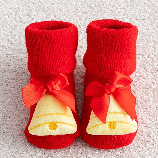 Calcetines de Navidad para bebés y recién nacidos, medias cortas de algodón con estampado antideslizante, ropa para niños pequeños