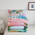 thumbnail image 5 of jejeloiu Watercolor Palm Beach Full Size Comforter Sets For Girls,Pastel Coastal Art Bedding Comforter Set,Pink Blue,Pink Reversible,3-Piece,1 Comforter and 2 Pillowcases, 5 of 7