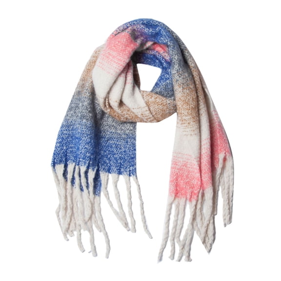 LIJCC Women'S Thick Tassel Color Block Scarf and Shawl Large Scarf Women'S Long Striped Blanket Chunky Oversized Winter Fall Warm Scarf Big Scarves Wrap Shawl