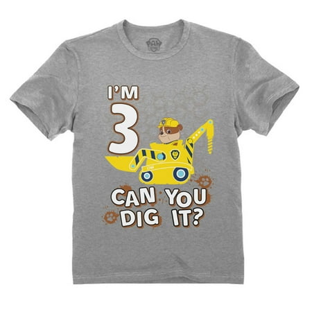 

Tstars Boys Unisex 3rd Birthday Gift Tshirt Birthday Gift for 3 Year Old Paw Patrol Rubble Tractor Official Nickelodeon Birthday Shirts for Boy B Day Birthday Party Toddler Kids T Shirt