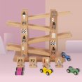 thumbnail image 1 of Wooden Race Track Car Racer Race Tracks Gliding Car Toy Pull Back Ramp Toy Vehicle Toys, 1 of 9