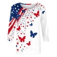 thumbnail image 5 of TARIENDY Womens 4th of July Shirt 3/4 Length Sleeve Red White Blue Graphic Tees Plus Size 250 Years Patriotic Blouses White XL, 5 of 5