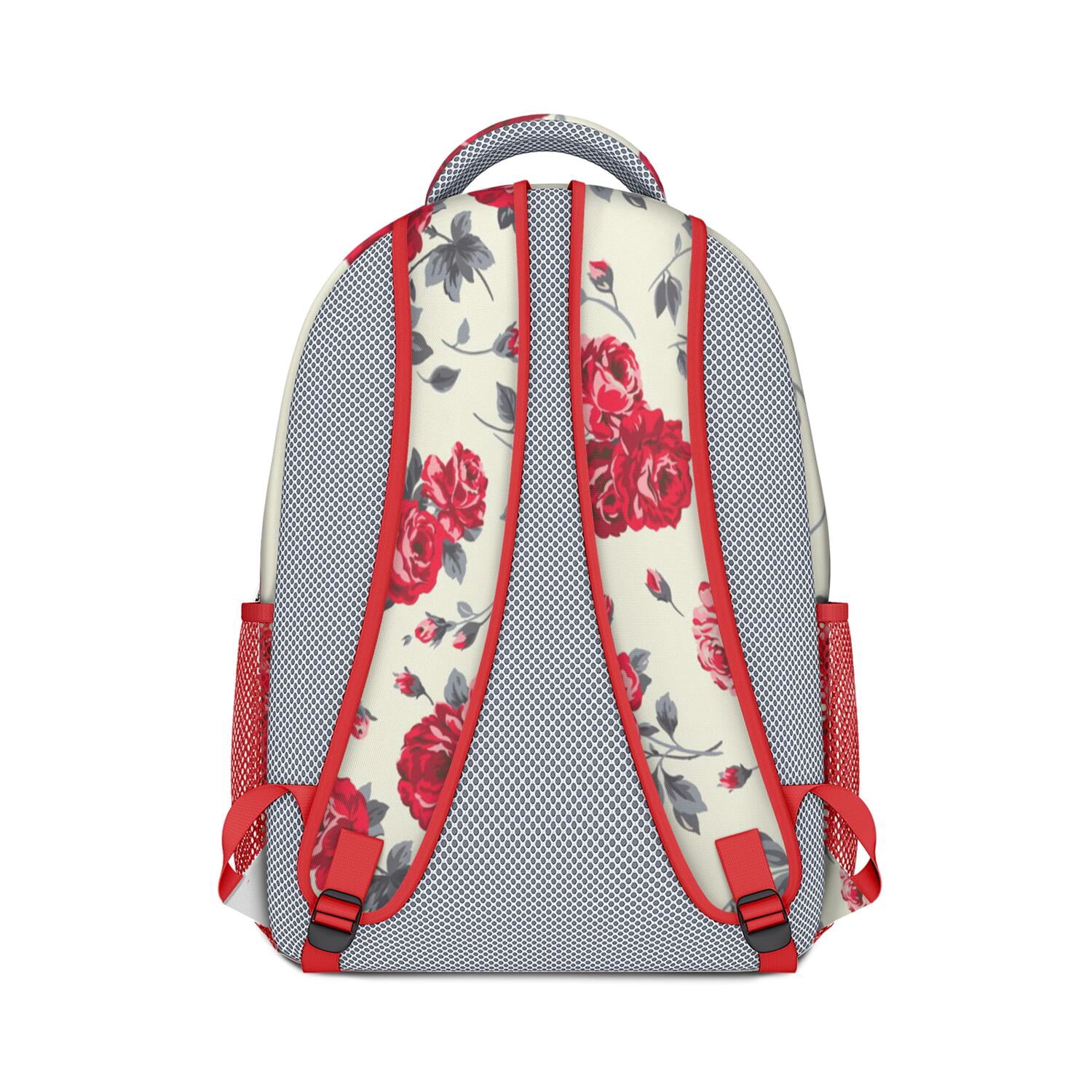 Boho Tropical Flower Print Backpack - Breathable Lightweight Daypack