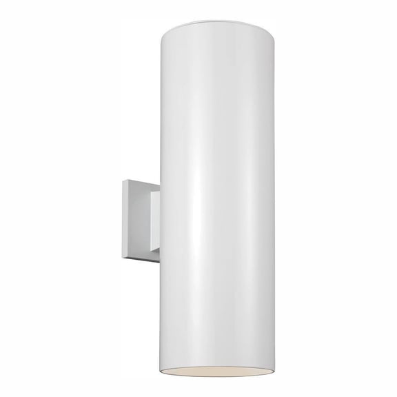 Open Box Generation Lighting Outdoor Cylinders White Outdoor Integrated LED Wall Lantern Sconce