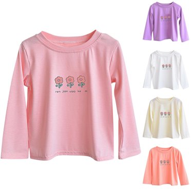 Shirts for Kids 2-12 Years Long Sleeve Crew Neck Printed Blouses Blouses Girls' Loose Casual Print Top Children's Active Outdoor Base Shirt T-shirt Tops Beige