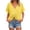 Yellow, variant on Summer Tops for Women Linen Blend Relaxed Fit V-Neck Drop Shoulder Short Sleeve Drawstring Waist Blouse Lightweight