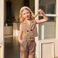 thumbnail image 5 of Angala 2 Piece Outfits For Girls V-Neck Sleeveless Elegant Stylish Vest Coat With Wide Leg Pants Set Girls Autumn Daily Wear Clothes, 5 of 5