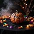 thumbnail image 5 of Artisan Pumpkin Tabletop Decor, Kiln-Fired Handcrafted Figurine for Fall and Halloween Display, 5 of 6