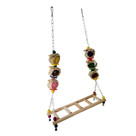Hanging Pet Accessories Hammock Swing Toy for Small Parakeets Cockatiels, , Conures, Macaws, , Finches Ladder-A