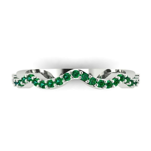 0.23 ctw Wedding Band for Women - 18K White Gold Simulated Emerald Stackable Eternity Ring