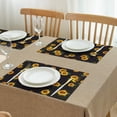 thumbnail image 3 of Black Sunflower Green Leaf Pattern Summer Placemats Table Placemats Set Of 4-Linen Kitchen Washable Placemats Table Mats 11.8"x17.7" Non-Slip Heat Resistant, 3 of 6