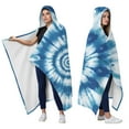 thumbnail image 2 of Wearable Blanket,Blue Tie Dye Mandala Pattern Hooded Wearable Flannel Blanket for Adults & Teens,Winter Poncho Shawl Wrap Cape Cozy Anti-Pill,50"x60", 2 of 5