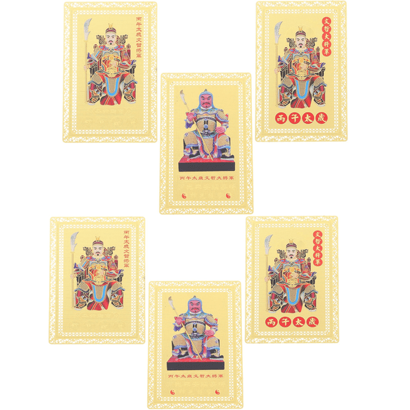 6PCS Feng Shui Tai Sui Gold Cards Zodiac Auspicious Card 2026 Year of The Horse Amulet for Luck and Happiness Traditional Chinese Amulet(wwx)