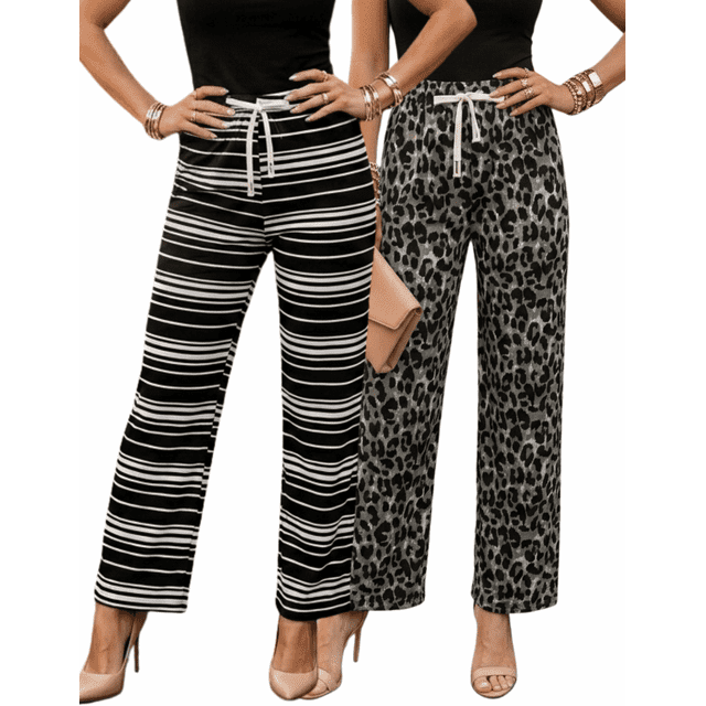 Set De Dos Pants De Mujer Pantalones Anchos Casual O Elgante Pans Stretch