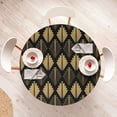 thumbnail image 4 of Ambesonne Art Deco Fitted Round Tablecloth, Geometric Repetition Print, 45"- 56" Diameter, Pale Mustard and Dark Grey, 4 of 5