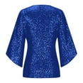 thumbnail image 7 of Turilly Womens Sequin Tops 3/4 Sleeve Glitter Sparkly Party Blouse V-Neck Dressy Tops For Evening Party Navy M, 7 of 7