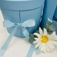 thumbnail image 2 of Unikpackaging 2-tiered Round Shaped Flower/Gift Box, Size 7.8″ dia. x 6.7″, Ocean Blue, 2 of 4