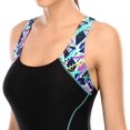 thumbnail image 4 of Women's Racerback One Piece Athletic Swimwear Color Blocked Training Bath Suit, 4 of 8
