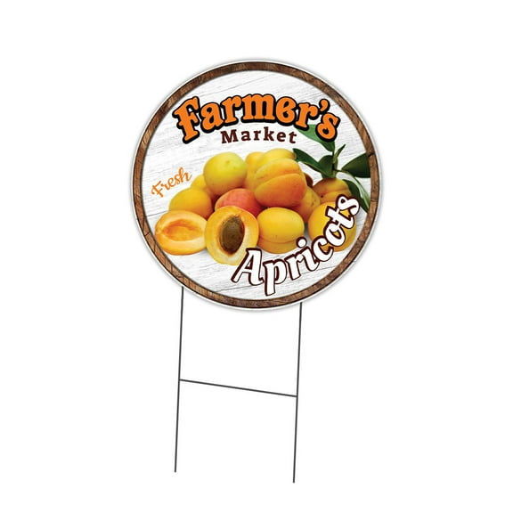 SignMission C-24-CIR-DS-WS- Apricots 24 in. Double Sided Corrugated Circular Plastic Sign - Farmers Market Apricots