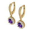thumbnail image 2 of 14K Solid Gold Lever Back Stud Earrings for Women | 2.235 cttw Round Cut Natural Amethyst | Yellow Gold, 2 of 5