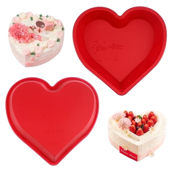 Kabuer Silicone Heart Cake Mold, 8 inch Nonstick Baking Pan for Cakes and Brownies, Oven and Dishwasher