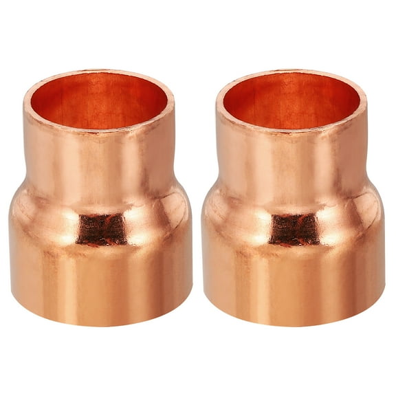 Uxcell 1 1/4" to 1" ID Copper Reducer, 2pcs Copper Reducing Coupling Pressure Fitting Pipe Tube Connector Adapter