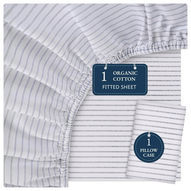 Juego de sábanas bajeras LANE LINEN 100% algodón orgánico Twin Blue