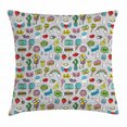 thumbnail image 1 of Emoji Throw Pillow Cushion Cover, Pop Art Hand Drawn Cartoon Style Eye Ice Cream Rainbow Donut Lip Heart Banana Ghost, Decorative Square Accent Pillow Case, 18 X 18 Inches, Multicolor, by Ambesonne, 1 of 2