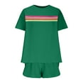 thumbnail image 3 of Summer Spring Lounge Set for Women Fashion 2025 Two Piece Colorful Striped Shirt with Shorts Loose Fit Casual Set, 3 of 5