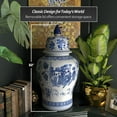 thumbnail image 4 of Red Lantern 32" Ladies Blue & White Porcelain Temple Jar, 4 of 7