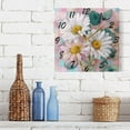 thumbnail image 5 of Square Wall Clock Silent Non-Ticking Battery Operated Retro 7.78" Clock for Bedroom Living Room Decor Three Large White Daisies, 5 of 9