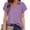 Purple, variant on Idoravan Women's Plus Size Tops Fashion Women Short Sleeve V-Neck Blouses Half Sleeve Loose Top Ladies Shirts