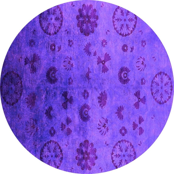 Ahgly Company Indoor Round Oriental Pink Industrial Area Rugs, 4' Round
