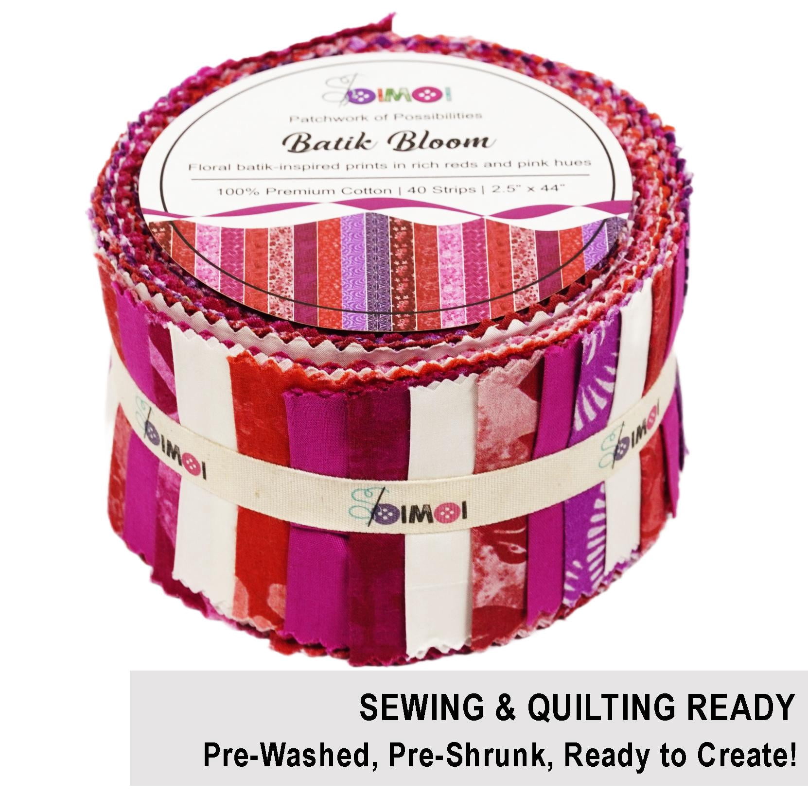 Soimoi Jelly Roll 40 Strip Assorted Bundle, Fabric Strips for Quilting, Crafting, and Sewing, 100% Cotton Fabric Jelly Roll Bundle For Scrapbooking, Precut Quilt Project, DIY Crafts- Batik Bloom