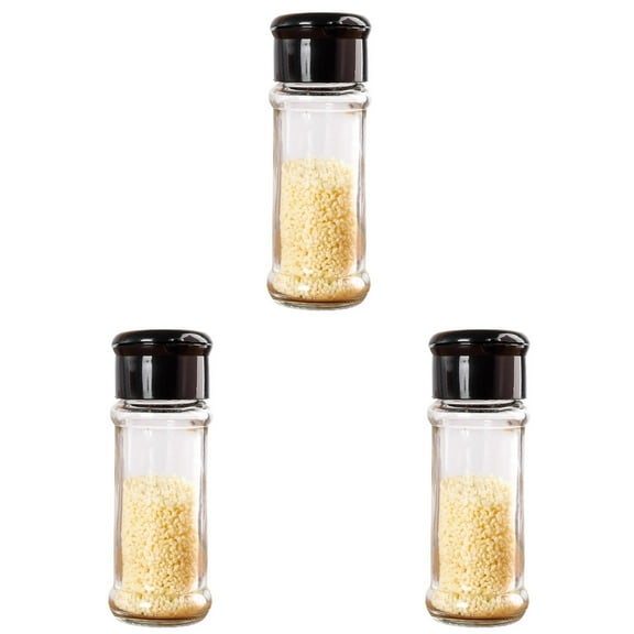THLKIF 3.3 Oz Plastic Spice Jars with Shaker Lids, Airtight Seasoning Containers for Herbs, Powder, Pepper, Salt, Kitchen Pantry Storage Bottles (Black, 3PCS)