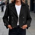 thumbnail image 2 of Tqcoqu Women's Cropped Double Breasted Trench Coat,Lapel Long Sleeve Casual Short Jacket With Pockets, 2 of 7