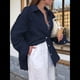 thumbnail image 5 of Camisa de Botones para Mujer 100% Algodón Azul Marino M, 5 of 7