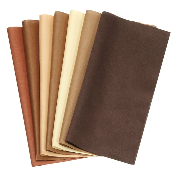 Uxcell 7Pcs 20" x 20" Paquetes de Tela de Algodón de Color Sólido, Marrón