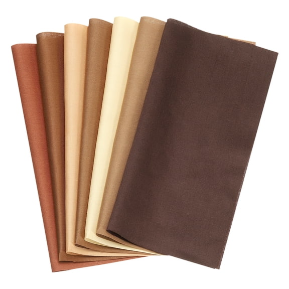 Uxcell 7Pcs 20" x 20" Solid Color Cotton Fabric Bundles Precut Fabric Square, Brown