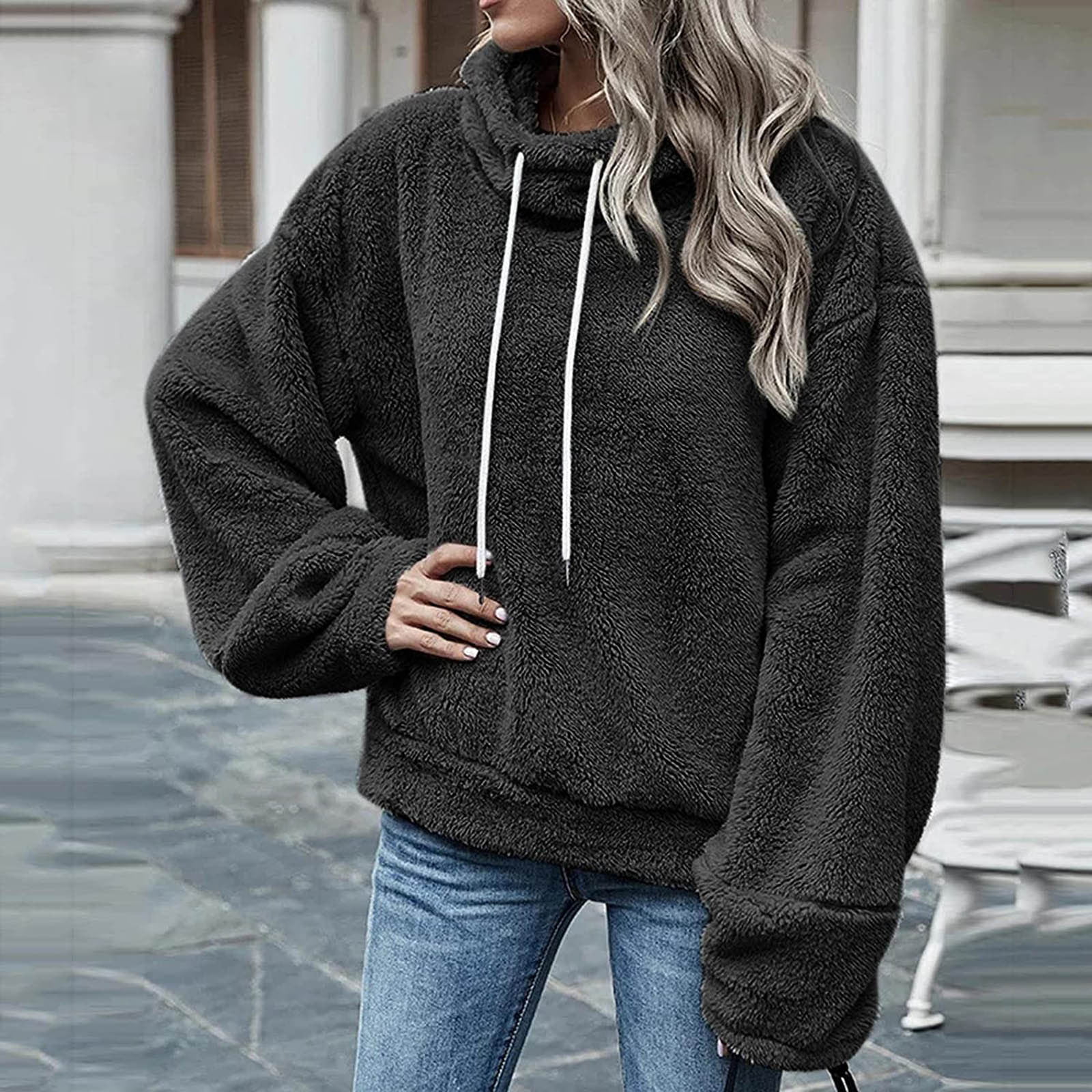 Ecupper Womens Hoodies Full Zip Up Pocket Coat Tops Jacket Sweatshirt Outwear 