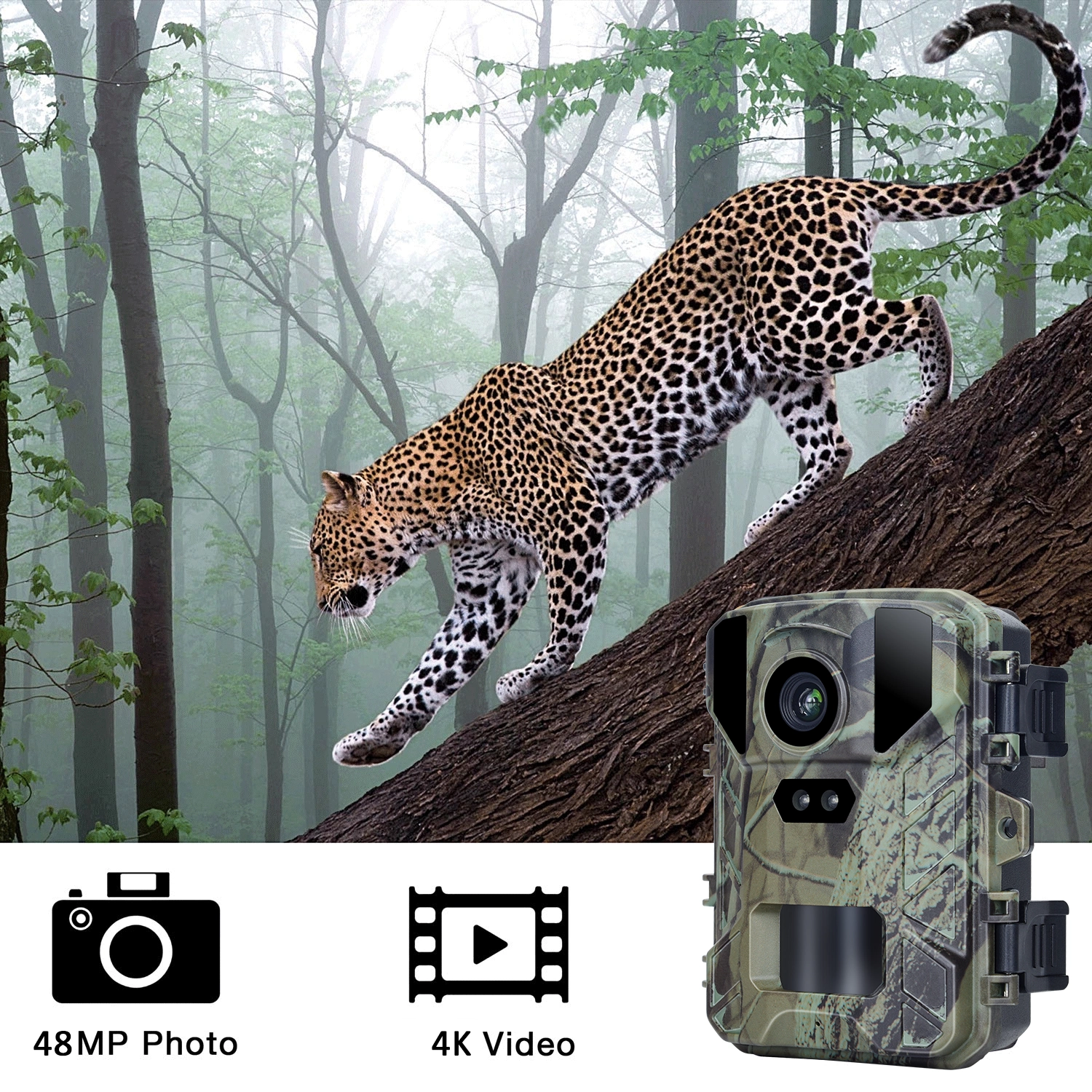 SuntekCam Trail Camera MINI Game Camera 48MP/4K HD Resolution with 32GB SD Card  Hunting Camera with Low Glow Night Vision Motion Activated Waterproof for Outdoor Scouting Wildlife Monitor