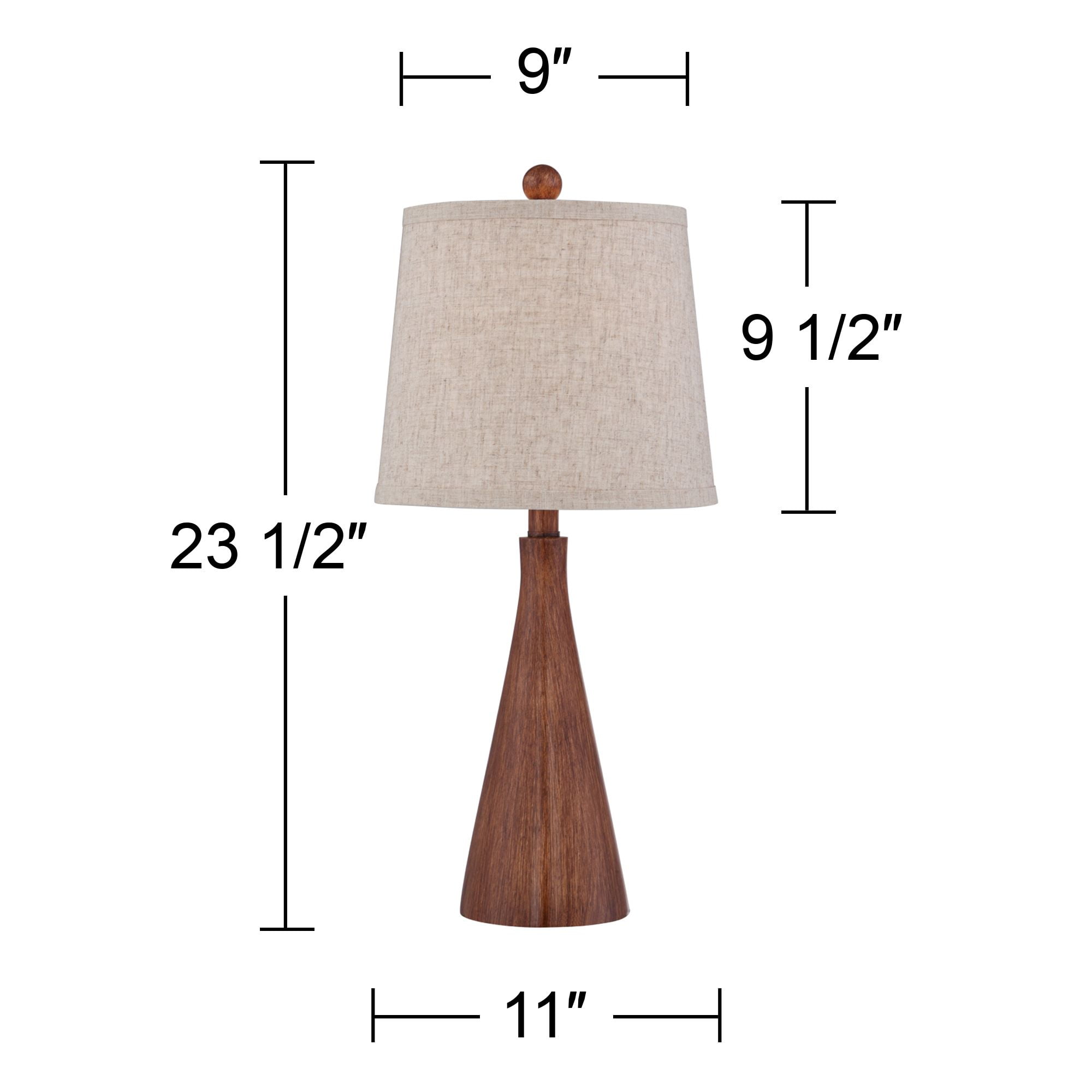 360 Lighting Fraiser Modern Accent Table Lamp 23 1/2" High Brown Faux Wood Oatmeal Drum Shade for Bedroom Living Room Bedside Nightstand Office Kids