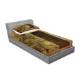 thumbnail image 2 of Ambesonne Rustic Fitted Sheet & Pillow Sham Set, Historical Italian Door, Twin, Amber Brown, 2 of 2