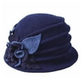 thumbnail image 3 of Women's Winter Warm Wool Hats - Beret, Beanie, Cloche & Bucket Styles, 1920s-50s Retro,Navy,One Size,Dailypoc, 3 of 4