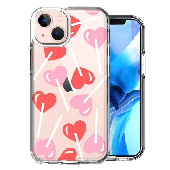 MUNDAZE Case for Apple iPhone 15 Plus Hybrid Shockproof Slim Hard Soft TPU Shell Heavy Duty Protective Phone Cover - Heart Suckers Lollipop Valentines Day Candy Lovers