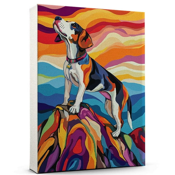 Treeing Walker Coonhound Dog Playing Climbing Canvas Canvas – Vintage Style Treeing Walker Coonhound Dog Art for Climbing Fans, Great Gift for Dog Owners