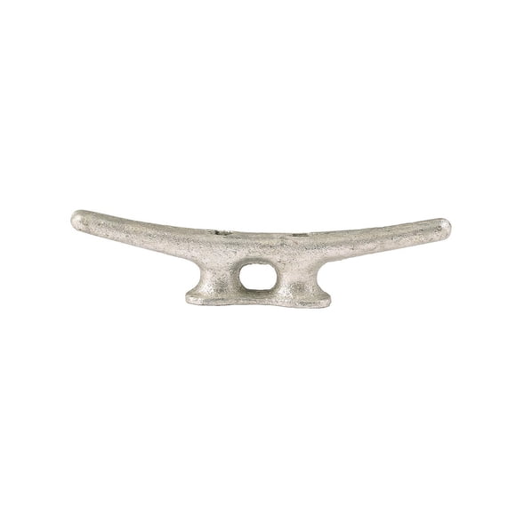 Attwood Marine Boat Rope Cleat 12102L3 For Small Boats And Docks; Open Base; 8 Inch Length; Galvanized; Silver; Cast Iron; With Two 3/8 Inch Fasteners; Single; Aftermarket Packaging